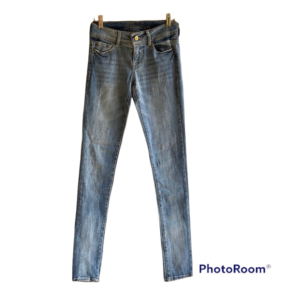TAYLOR WOMENS SKINNY JEANS LOW RISE DISTRESSED